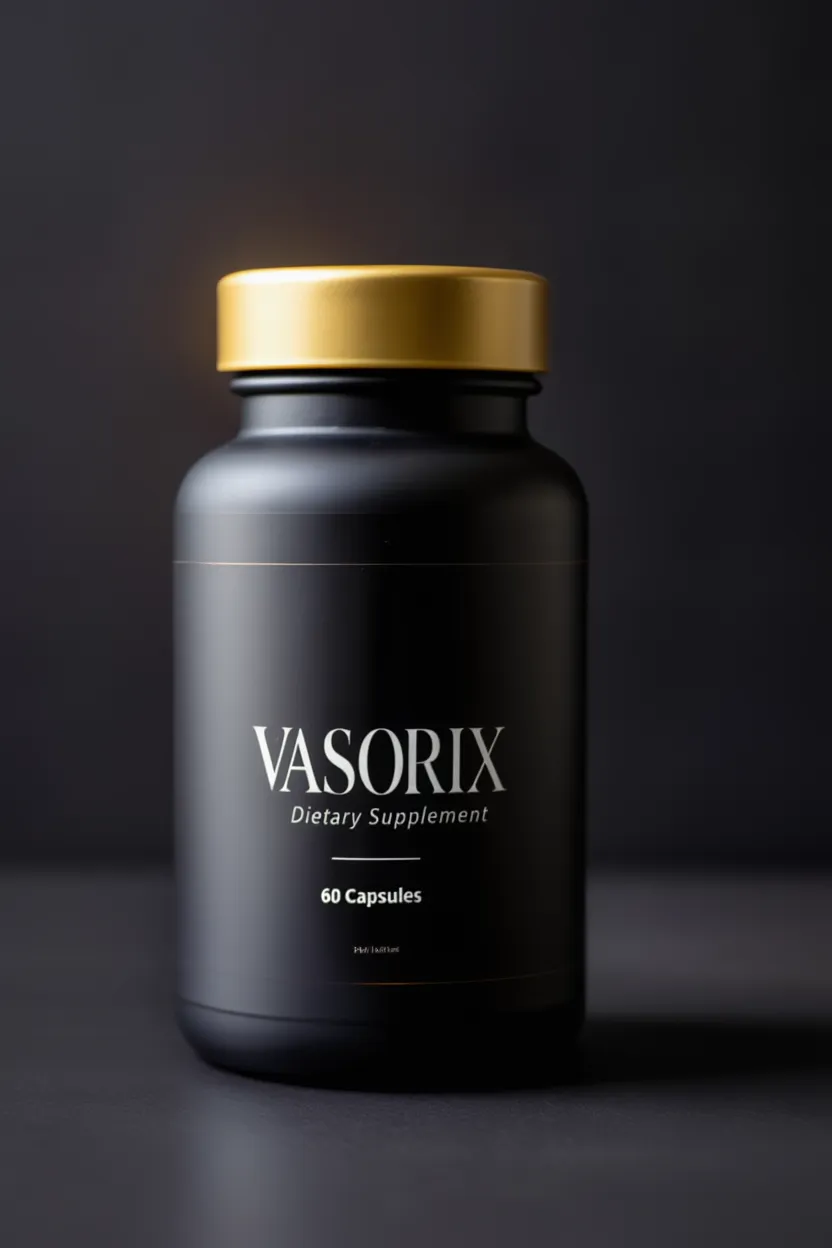 Vasorix dietary supplement bottle, botanical and nutritional ingredients